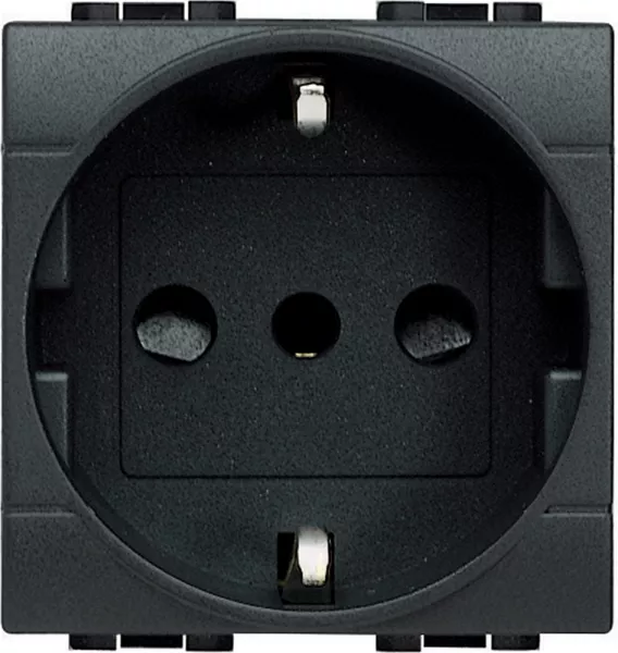 bticino-prise standard germanique-italien 2p+t livinglight typep30 -anthracite 2modules (l4140)