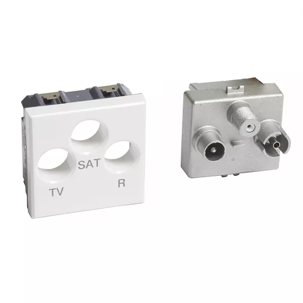 bticino-prise tv-r-sat axolute - 2 modules - 3 enjoliveurs white/alu/anthracite livr�s (bth4210m2d)