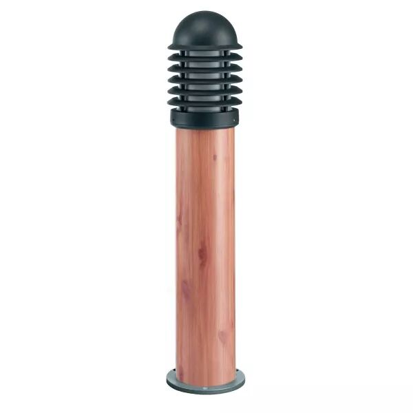 CALEO 1 - Borne Ext. IP44 IK07, graphite/bois, E27 100W max., Lpe non incl. (1837)