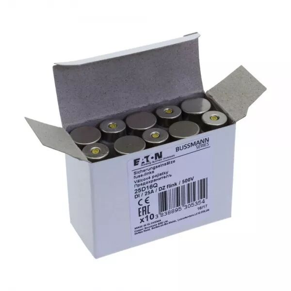 CARTOUCHE FUSIBLE, BASSE TENSION, 25 A, AC 500 V, D1, GR, IEC, � ACTION RAPIDE