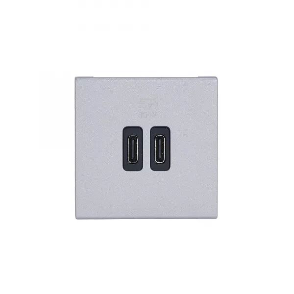 CHARGEUR 2 USB TYPE-C + TYPE-C POWER DELIVERY MOSAIC - ALU