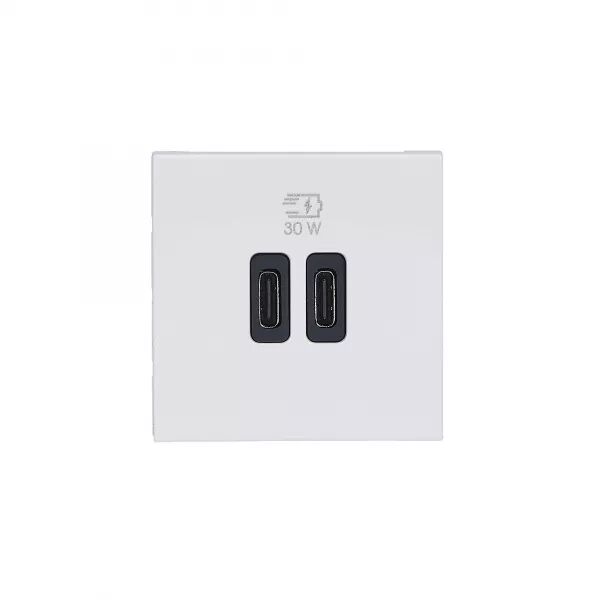 CHARGEUR 2 USB TYPE-C + TYPE-C POWER DELIVERY MOSAIC - BLANC
