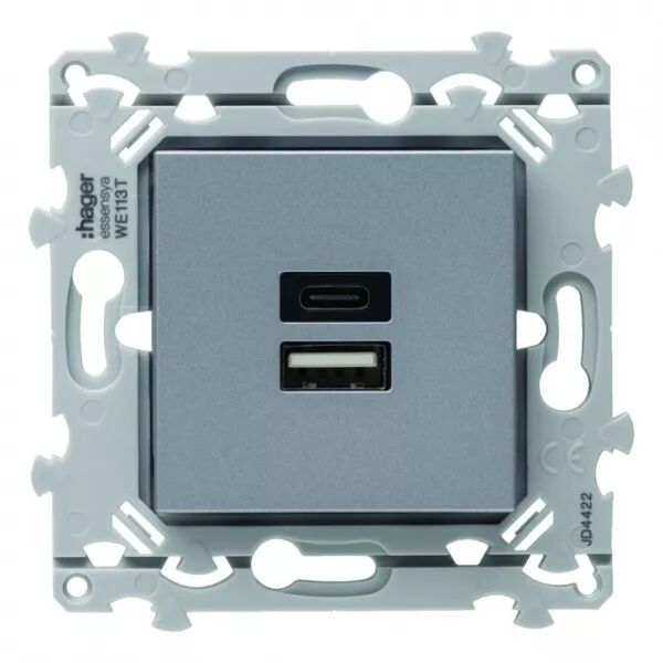 Chargeur double USB A+C titane essensya (WE113T)