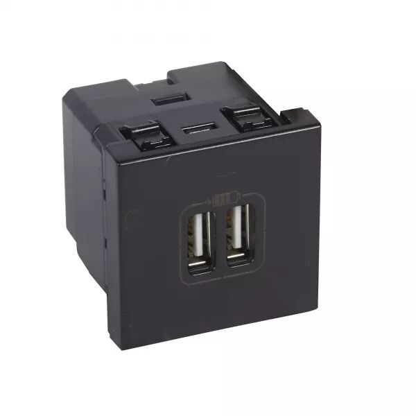 Chargeur double USB Logix - 2 modules - 2400mA Type A - 230V/5V=  - Noir