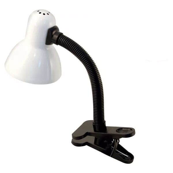 CHARLESTON CLIP: Lampe de bureau avec culot E27 et clip, blanc
