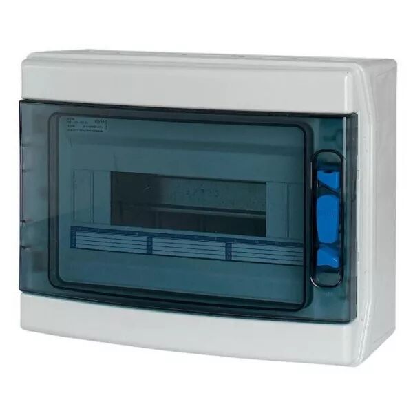 Coffret 1 rang�e 12 modules anti UV, barrette N/PE, porte transparente (174190)