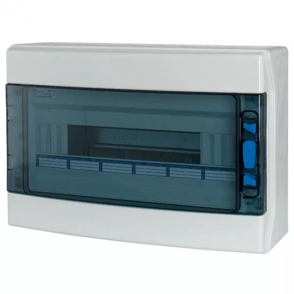 Coffret 1 rang�e 18 modules anti UV, barrette N/PE, porte transparente (174193)