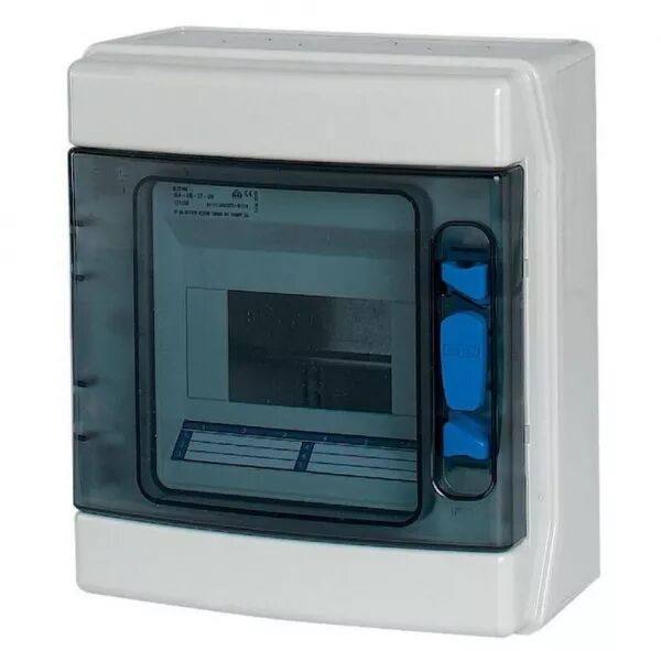 Coffret 1 rang�e 6 modules anti UV, barrette N/PE, porte transparente (174188)