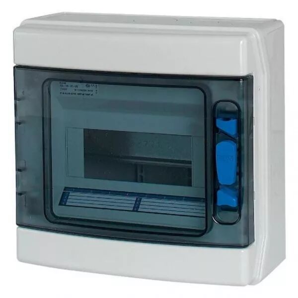 Coffret 1 rang�e 8 modules, avec barrette N/PE, porte transparente (174196)