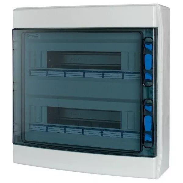 Coffret 2 rang�es 36 modules, sans barrette N/PE, porte transparente (174210)