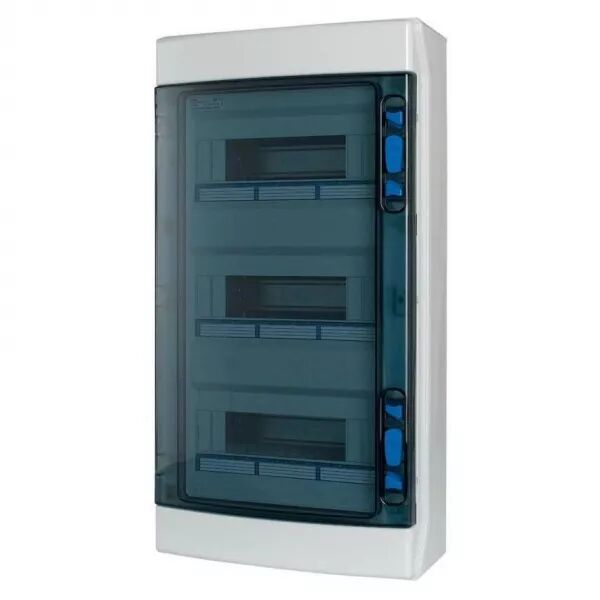 Coffret 3 rang�es 36 modules, sans barrette N/PE, porte transparente (174208)
