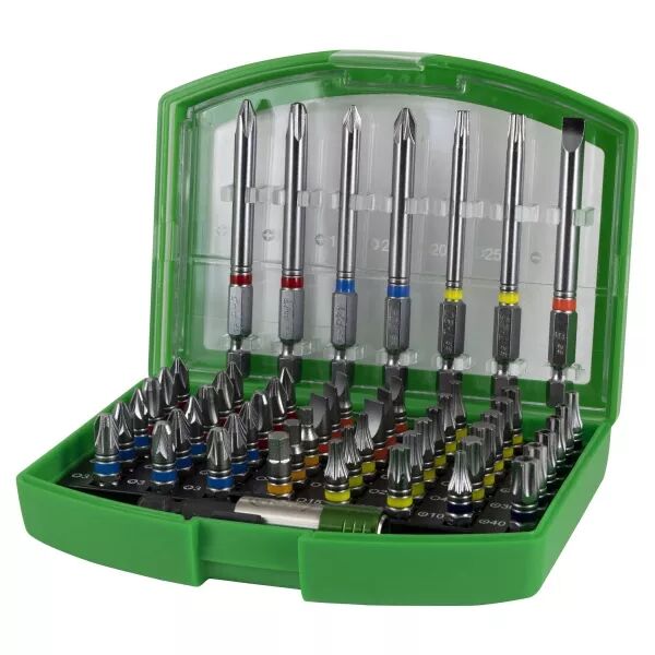 Coffret 48 embouts de 25 mm assortis, 7 embouts de 75mm assortis, porte embouts (084375)