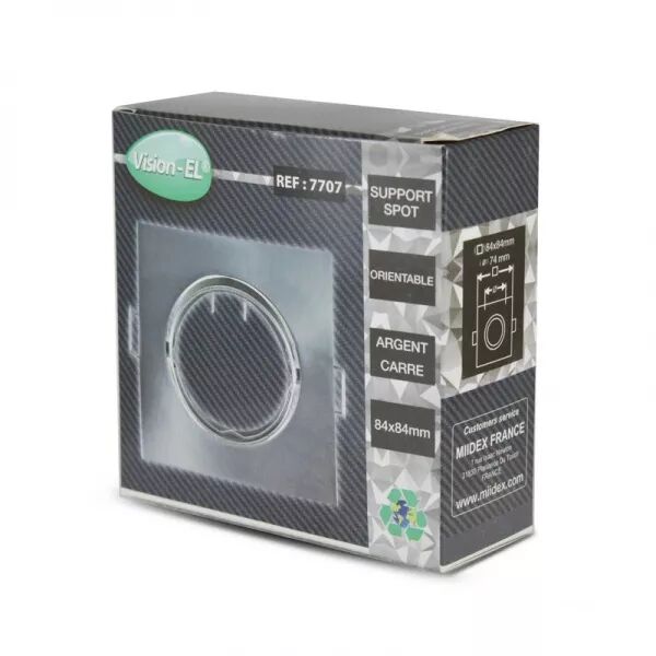 COLLERETTE CARRE SUPPORT DE SPOT 85 X 85MM ARGENT ORIENT