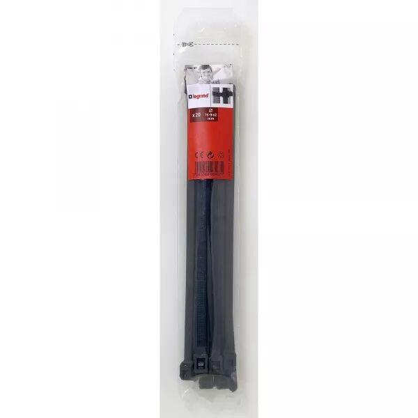 COLLIERS DE SERRAGE INT�RIEUR/EXT�RIEUR X20 - LARG. 7,6MM - LONG. 260MM - NOIR