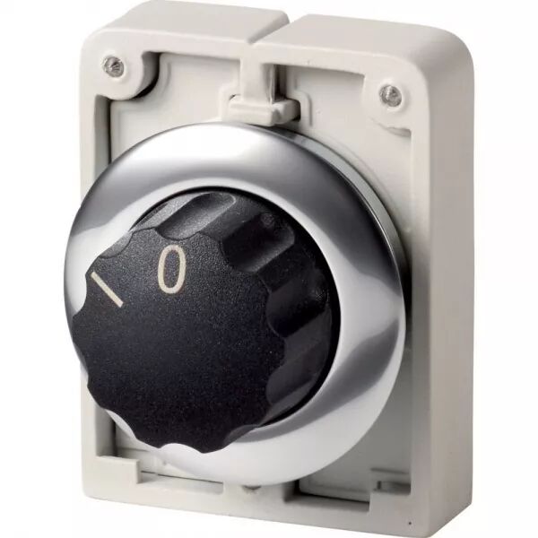 COMMUT ROTATIF, 30MM, BOUTON-TOURNANT, AVEC INSCRIPTION, 2 POS, � RAPPEL