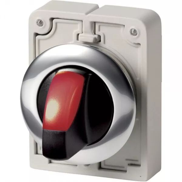 COMMUT ROTATIF LUMINEUX, 30MM, � MANETTE, ROUGE, 3 POSITIONS, � ACCROCH