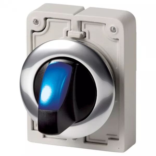 Commut rotatifs lumineux 30mm, a manette, bleu, 2 positions, � accroch (187023)
