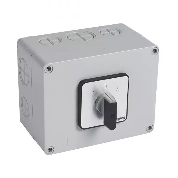 COMMUTATEUR � CAMES INVERSEUR - ARR�T 45� PR63 2P 4 CONTACTS - BO�TIER 135X70MM