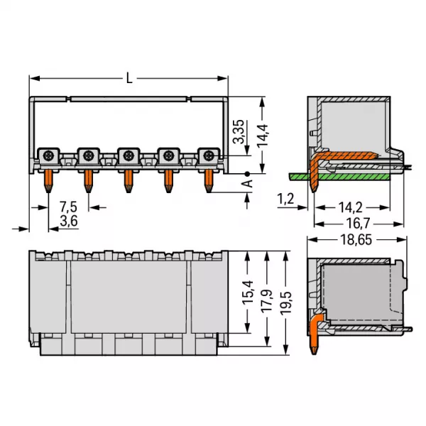 Conn. male br coudee 7,5mm 2p (2092-3422)