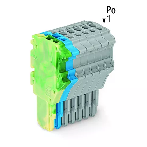 Connecteur femelle pour 1 conducteur ja-ve./bleu/gris (2020-108/000-039)