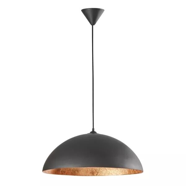 COOPER-Susp. E27 60W max, �450mm, verre noir/int. cuivr� structur�, lp non incl. (4194)