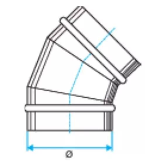 COUDE RIGIDE EN ALUMINIUM 45� - DIAM�TRE 450 MM