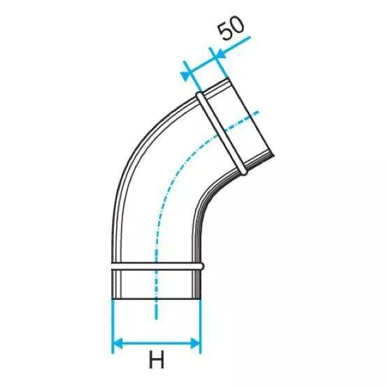 COUDE VERTICAL OBLONG GALVANIS� CVO � 45� - L 675MM X H 215MM
