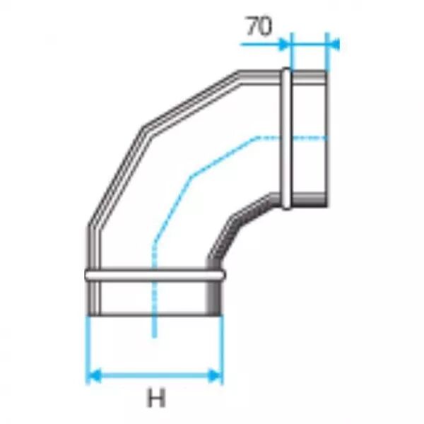 COUDE VERTICAL OBLONG GALVANIS� CVO � 90� - L 475MM X H 165MM