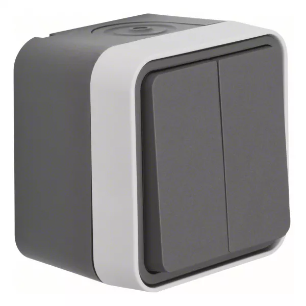 cubyko leaf double interrupteur va-et-vient �tanche gris installation saillie (WNC040EC)