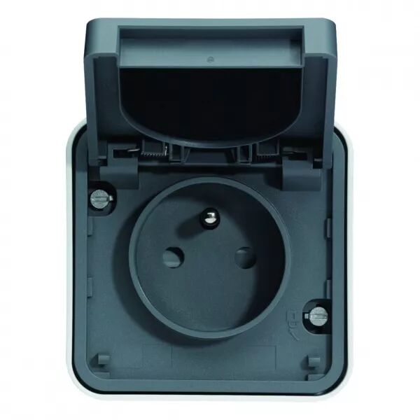 cubyko leaf prise de courant 2P+T �tanche IP55 gris installation saillie (WNC100EC)