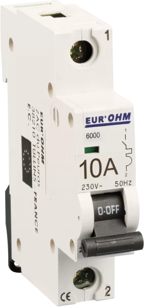 Disjoncteur 1P 10A courbe C connexion vis haut/bas  6kA (20104)