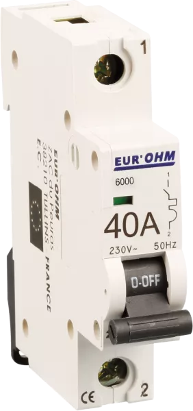 Disjoncteur 1P 40A courbe C connexion vis haut/bas  4,5kA (20109)