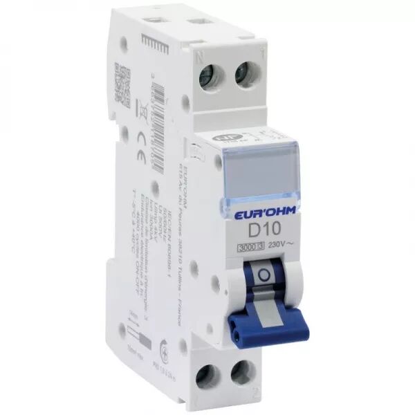 Disjoncteur 1P+N 16A courbe D connexion vis/vis  4,5kA NF (20217)