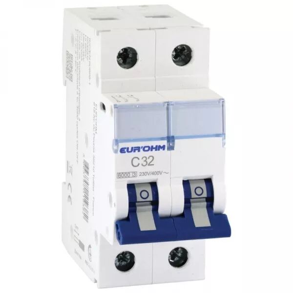 Disjoncteur 2P 32A courbe C connexion vis/vis 6kA NF (20328)