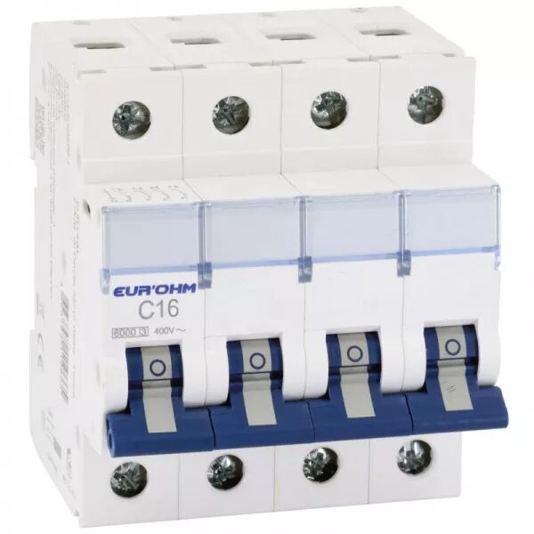 Disjoncteur 4P 16A courbe C connexion vis/vis 6kA NF (20345)