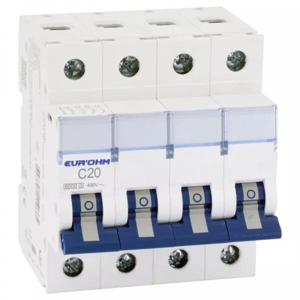 Disjoncteur 4P 20A courbe C connexion vis/vis 6kA NF (20346)