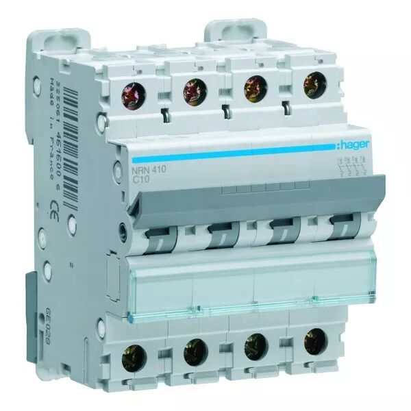 Disjoncteur 4P 25kA courbe C - 10A 4 modules (NRN410)
