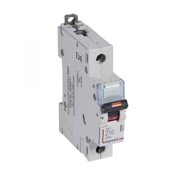 DISJONCTEUR DX� 25KA ARRIV�E HAUTE/D�PART BAS � VIS 10A - COURBE Z - 1 MODULE