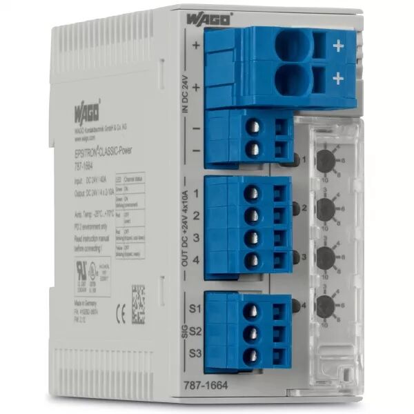 DISJONCTEUR �LECTRONIQUE 24 V DC - 4 CANAUX 2...12 A AVEC LIMITATION ACTIVE COUR