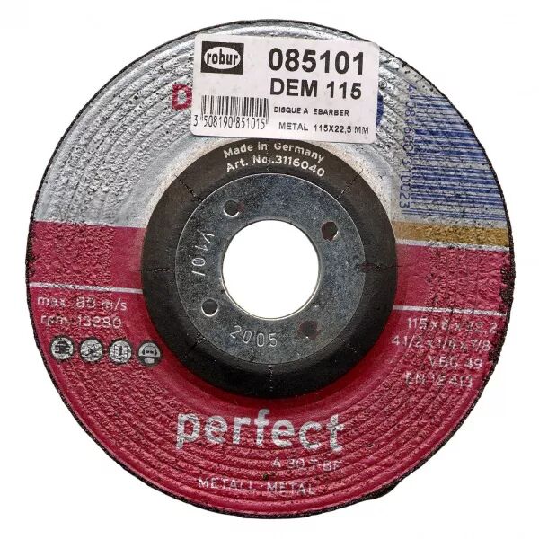 Disque � �barber le m�tal diam 115 mm, al�sage 22,2 mm, plat (085101)