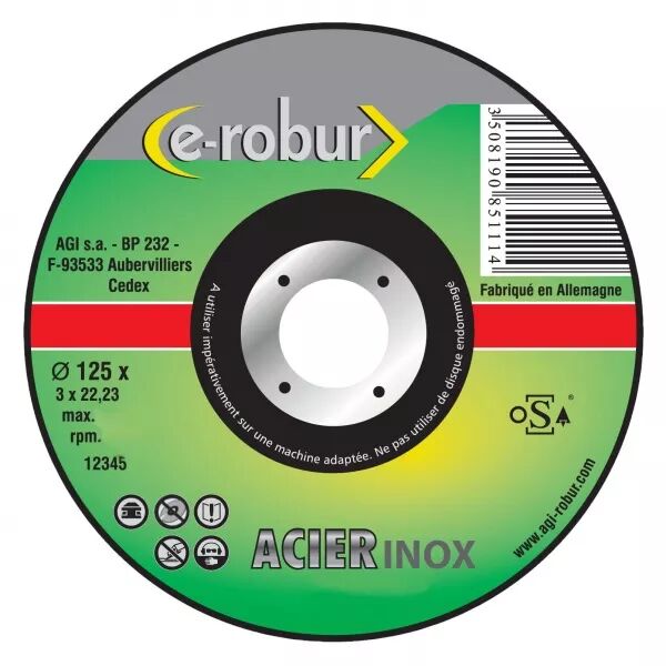 Disque � tron�onner l\'inox. 125x1,6mm, al�sage 22,2mm, d�port� (085151)