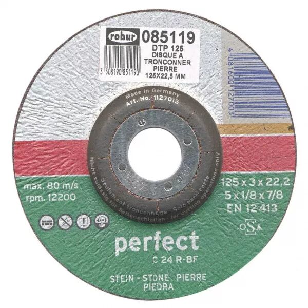 Disque � tron�onner la pierre. 230x3mm, al�sage 22.2mm. Plat. Vitesse 6600 t/mn. (085123)