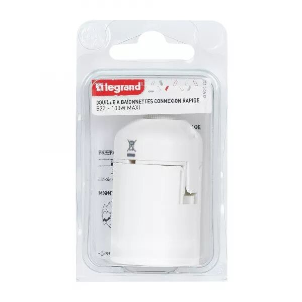 DOUILLE POUR AMPOULE B22 - CONNEXION RAPIDE - ISOLANT BLANC