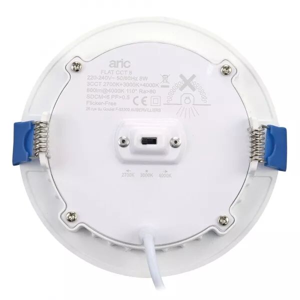DOWNLIGHT FLAT CCT ROND FIXE BLANC 110� LED 8W 800LM 2700/3000/4000K