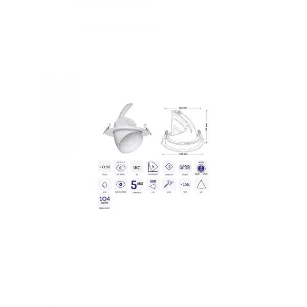 DOWNLIGHT SAMBA BLANC 28-38W CTC 3000-5700K