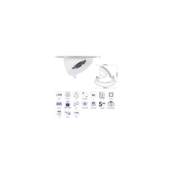 DOWNLIGHT SAMBA BLANC 30W DALI DT8 3000-5000K