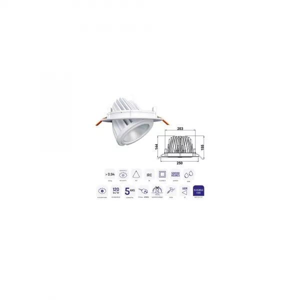 DOWNLIGHT SAMBA BLANC 44W DALI 4000K