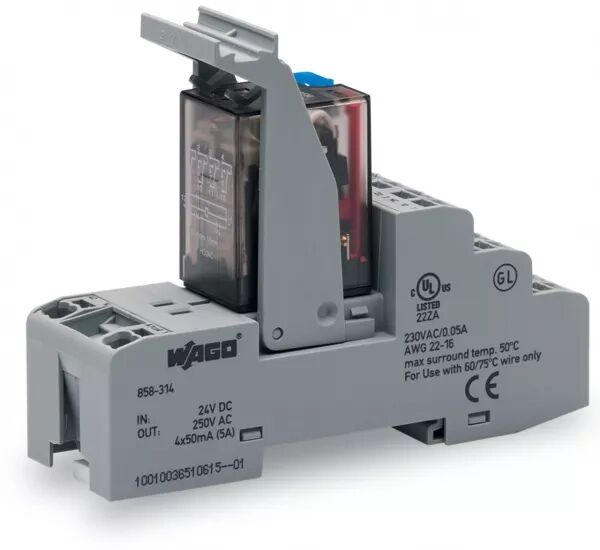 EMBASE AVEC RELAIS 24 V DC - 4 RT - AU