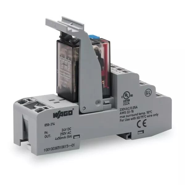Embase avec relais 24 V DC - 4 RT - Au858-314