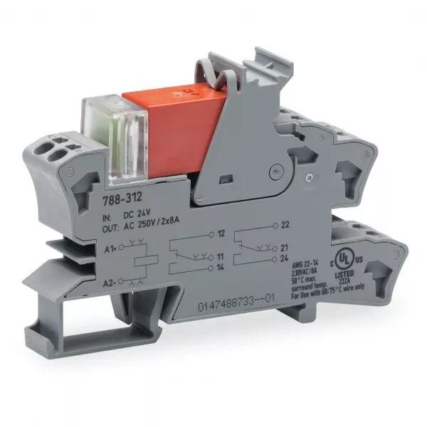 Embase avec relais H 15 mm 110 V DC - 2 RT - 2x8 A788-315